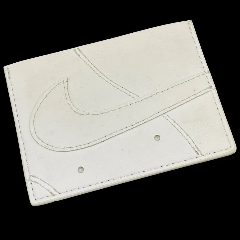 Nike Air Force 1 Card Holder Wallet Men White Leather Swoosh Logo Slim